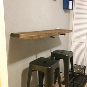 Rustic Industrial Floating Shelf: 11.25" Depth Wine Bar, Coffee Bar, Narrow Table