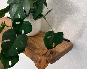 Live Edge Floating Rustic Shelf with Sturdy Low Profile Brackets.