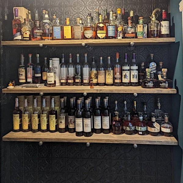 Handcrafted Rustic Floating Shelves | Custom Kitchen or Bourbon Storage | Multiple Sizes & Stains