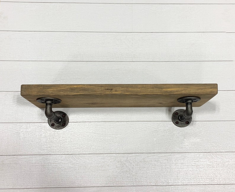 Rustic Floating Shelves Angled Pipe Brackets Modern Rustic Etsy