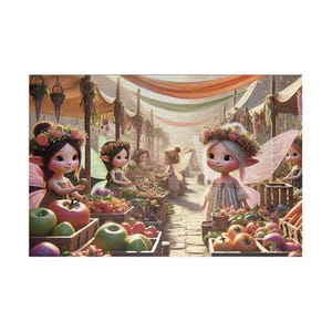 FAERY LIFE Faery Kids at the Market Jigsaw Puzzle- 110 252 520 1014 piece options
