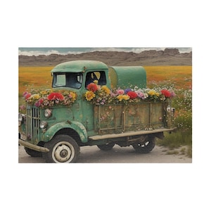 FLOWERY OLD TRUCKS 7 Jigsaw Puzzle- 110 252 520 1014 piece options