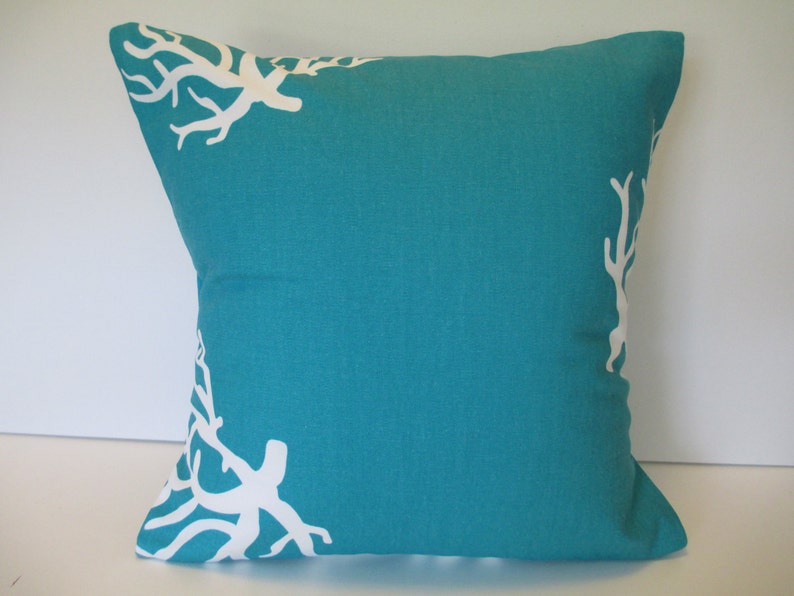 Decorative Pillow Cover TEAL CORAL 17 x 17 inches