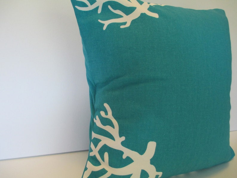 Decorative Pillow Cover TEAL CORAL 17 x 17 inches