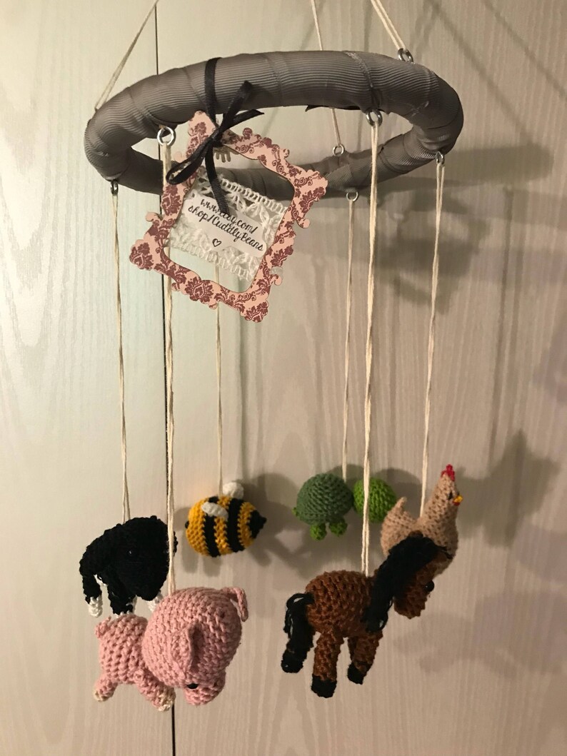 Round Baby Cot Mobile With Crochet Animals. Etsy