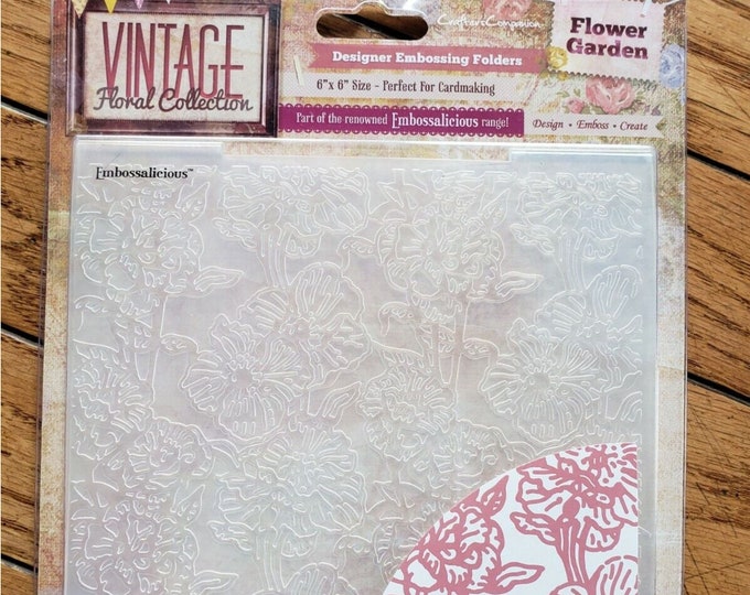 Crafter's Companion Designer Embossing Folders Vintage Floral Collection "Floral Garden" 6 x 6 Embossalicious Embossing Folder