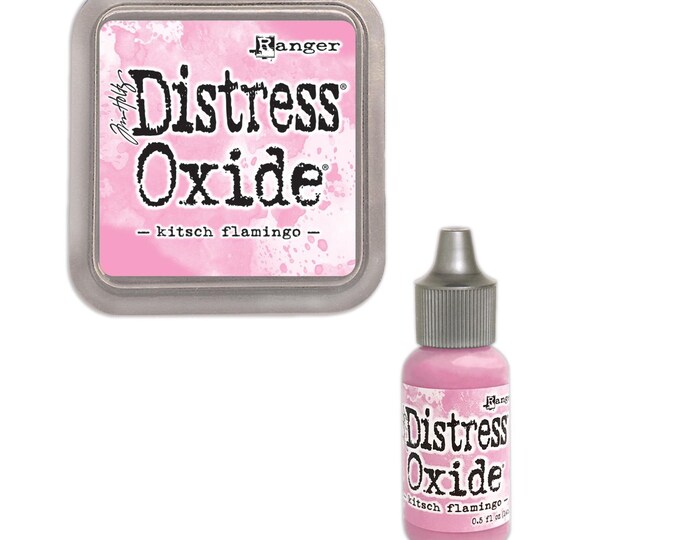 Tim Holtz Ranger Distress Oxide Duo-Kitsch Flamingo-Distressed Oxide Ink Pad and Re-inker Bundle