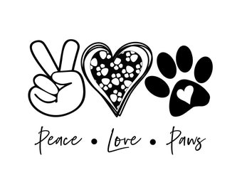 Magnolia Design Co-Peace Love Paws-Reusable Adhesive Silkscreen Stencil 8.5" x 11"-Chalk Art DIY