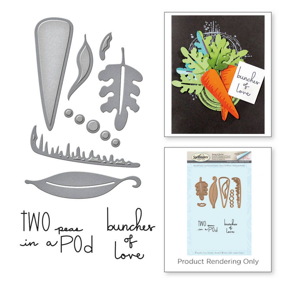 Spellbinders Stamp /& Die Set Market Fresh Peas and Carrots 7 Templates 2 Stamps