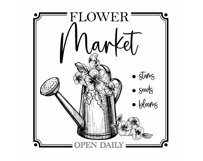 Magnolia Design Co-Flower Market-Reusable Adhesive Silkscreen Stencil 12" X 12"-Chalk Art DIY