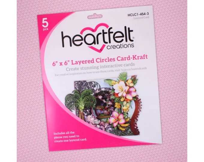 Heartfelt Creations 6" x 6" Layered Circles Card-Kraft Circle Window Card Set - Greeting Card Kit HCLC1-454-3