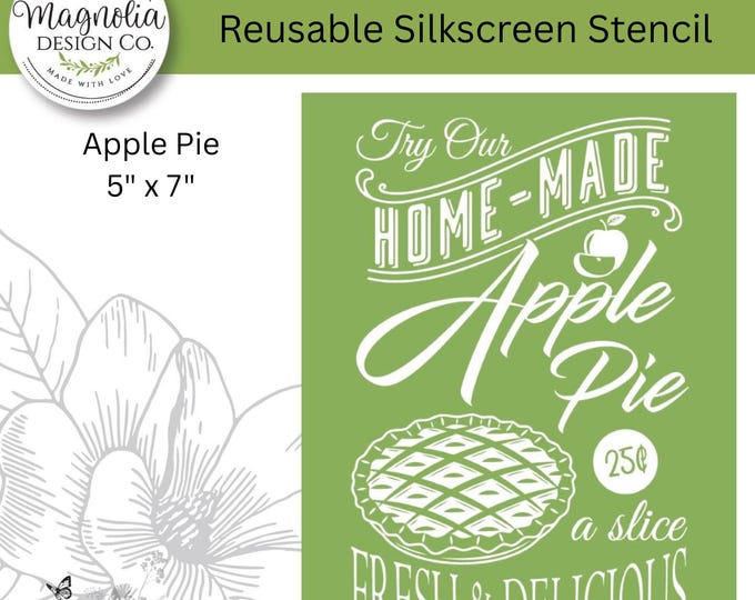 Apple Pie-Magnolia Design Co-5" X 7" Reusable Silkscreen Stencil-Chalk Art-DIY-Craft Supplies