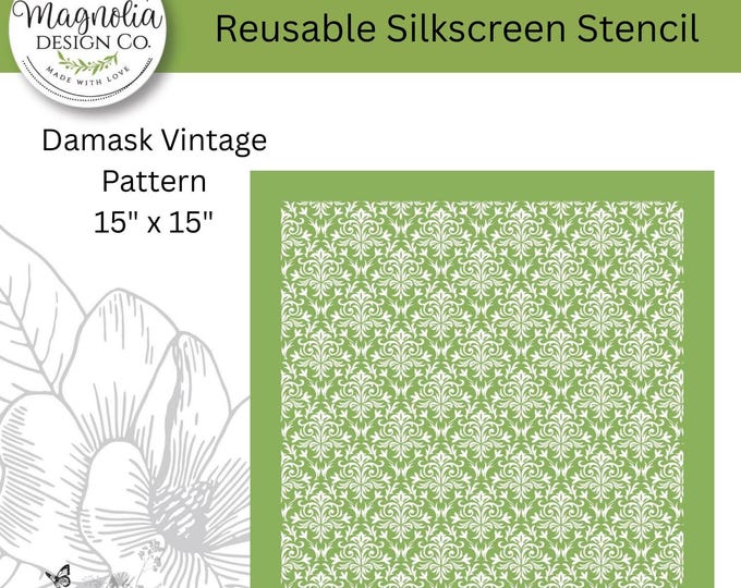 Damask Vintage Pattern-Magnolia Design Co-15" X 15" Reusable Silkscreen Stencil-Chalk Art-DIY-Craft Supplies