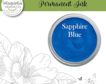 Sapphire Blue Permanent Ink-Magnolia Design Co-Permanent Ink for Stencils-Permanent Ink for Fabrric-Chalk Art-DIY-Craft Supplies