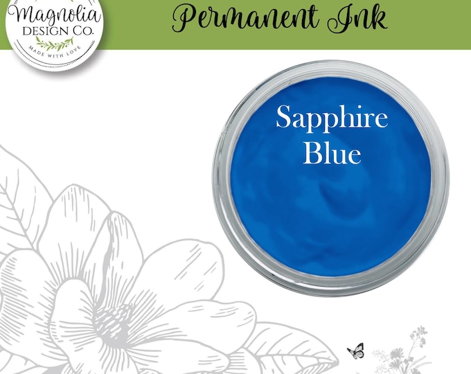 Sapphire Blue Permanent Ink-Magnolia Design Co-Permanent Ink for Stencils-Permanent Ink for Fabrric-Chalk Art-DIY-Craft Supplies