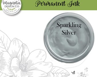 Sparkling Silver Permanent Ink-Magnolia Design Co-Permanent Ink for Stencils-Permanent Ink for Fabrric-Chalk Art-DIY-Craft Supplies