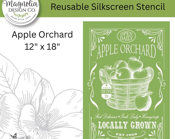 Apple Orchard-Magnolia Design Co-12" X 18" Reusable Silkscreen Stencil-Chalk Art-DIY-Craft Supplies
