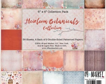 49 and Market Heirloom Botanicals Collection Pack 12"X12" 9 Double sided Designs SN-HB85502
