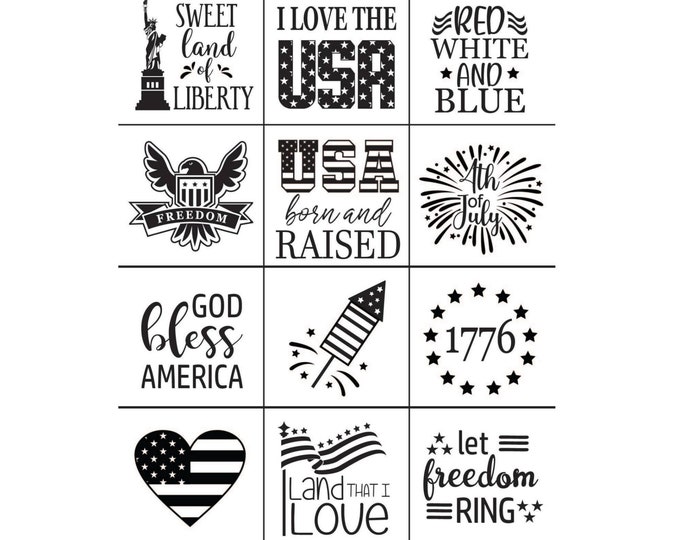 Magnolia Design Co-Freedom Minis-Reusable Adhesive Silkscreen Stencil 8.5" x 11"-Chalk Art DIY