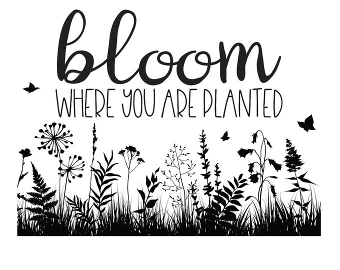 Magnolia Design Co-Bloom Where You Are Planted-Reusable Adhesive Silkscreen Stencil 8.5" x 11"-Chalk Art DIY