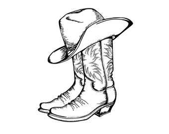 Magnolia Design Co-Cowboy Boots and Hat-Reusable Adhesive Silkscreen Stencil 8.5" X 11"-Chalk Art DIY