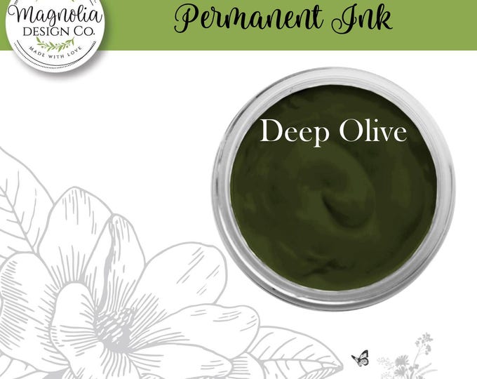 Deep Olive Permanent Ink-Magnolia Design Co-Permanent Ink for Stencils-Permanent Ink for Fabrric-Chalk Art-DIY-Craft Supplies