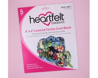 Heartfelt Creations 6" x 6" Layered Circles Card-Black Circle Window Card Set - Greeting Card Kit HCLC1-454-1