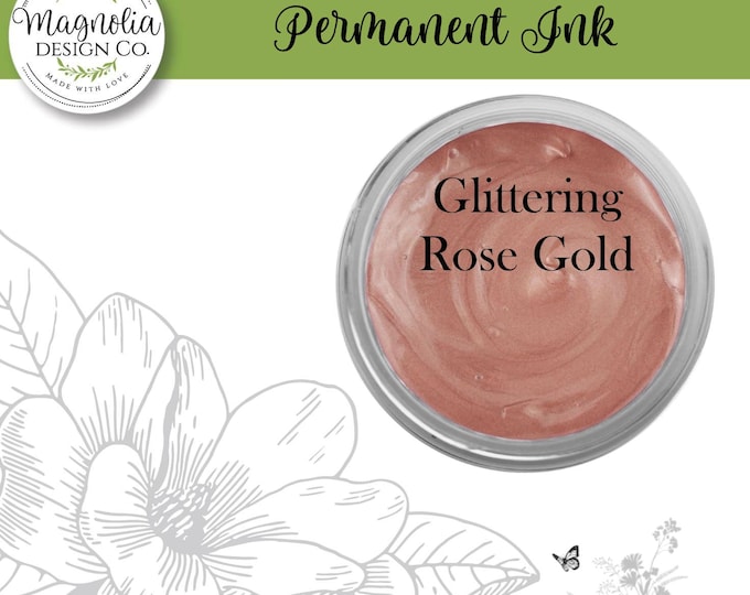 Glittering Rose Gold Permanent Ink-Magnolia Design Co-Permanent Ink for Stencils-Permanent Ink for Fabrric-Chalk Art-DIY-Craft Supplies