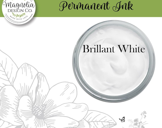 Brilliant White Permanent Ink-Magnolia Design Co-Permanent Ink for Stencils-Permanent Ink for Fabrric-Chalk Art-DIY-Craft Supplies