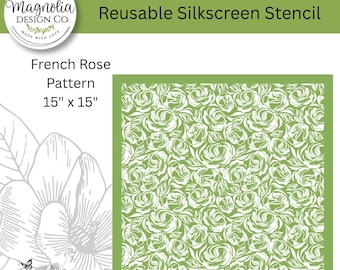 French Rose Pattern-Magnolia Design Co-15" X 15" Reusable Silkscreen Stencil-Chalk Art-DIY-Craft Supplies