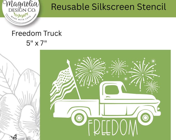 Freedom Truck-Magnolia Design Co-5" X 7" Reusable Silkscreen Stencil-Chalk Art-DIY-Craft Supplies