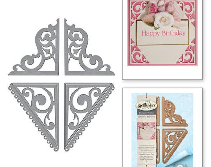 Spellbinders Graceful Corners Two Card Creator Amazing Paper Grace by Becca Feeken Etched Dies S4-747