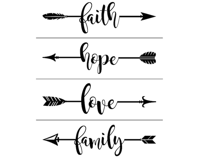 Magnolia Design Co-Faith-Hope-Love Arrows-Reusable Adhesive Silkscreen Stencil 8.5" X 11"-Chalk Art DIY