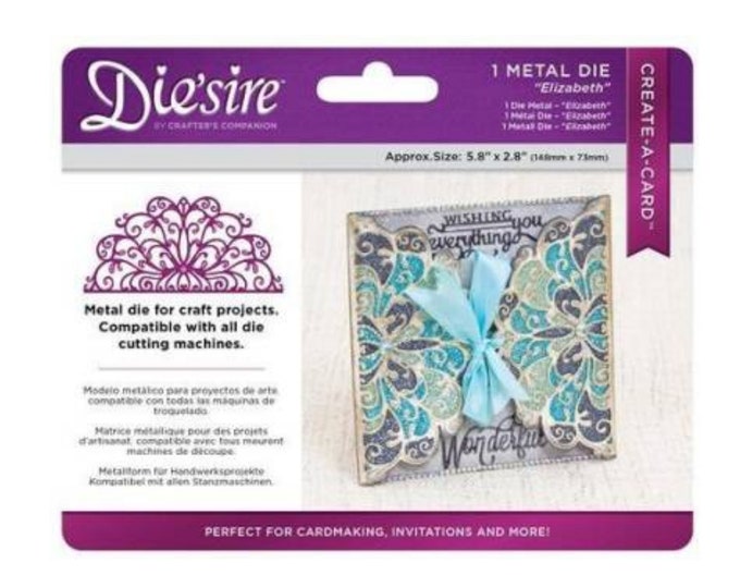 Crafter's Companion DS-CAD-ELI Die'Sire Create-A-Card Metal Dies Elizabeth 5.8" X 2.8"