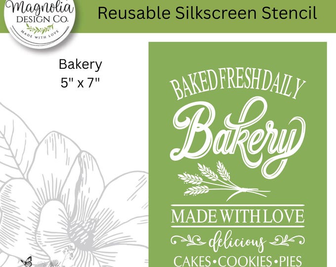 Bakery-Magnolia Design Co-5" X 7" Reusable Silkscreen Stencil-Chalk Art-DIY-Craft Supplies