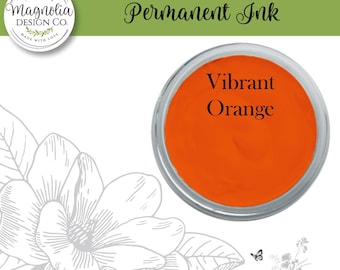 Vibrant Orange Permanent Ink-Magnolia Design Co-Permanent Ink for Stencils-Permanent Ink for Fabrric-Chalk Art-DIY-Craft Supplies