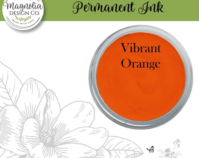 Vibrant Orange Permanent Ink-Magnolia Design Co-Permanent Ink for Stencils-Permanent Ink for Fabrric-Chalk Art-DIY-Craft Supplies
