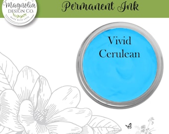 Vivid Cerulean Permanent Ink-Magnolia Design Co-Permanent Ink for Stencils-Permanent Ink for Fabrric-Chalk Art-DIY-Craft Supplies