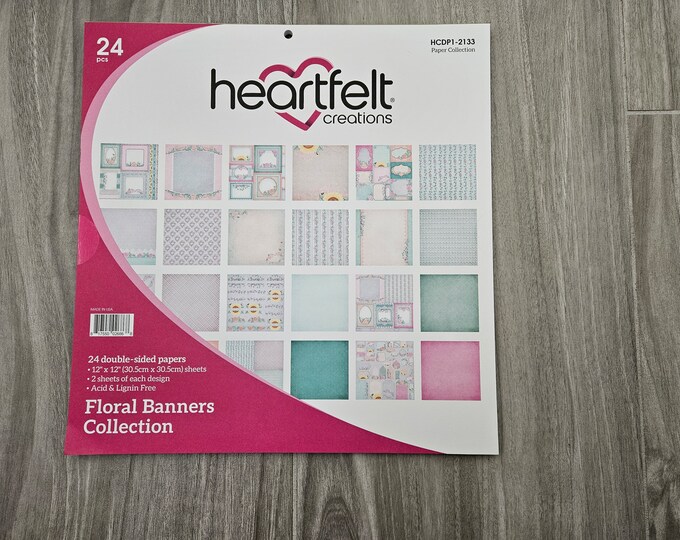 Heartfelt Creations Floral Banners Collection 12" x 12" HCDP1-2133
