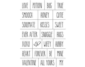 Magnolia Design Co-Valentine Words-Reusable Adhesive Silkscreen Stencil 12" x 18"-Chalk Art DIY