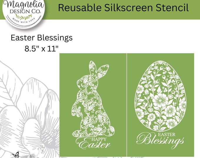 Easter Blessings-Magnolia Design Co-8.5" X 11" Reusable Silkscreen Stencil-Chalk Art-DIY-Craft Supplies