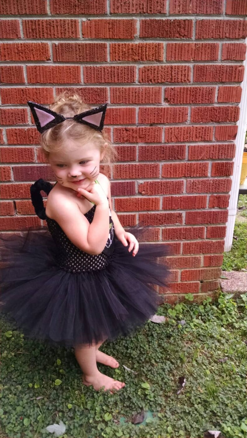 Halloween Toddler Costume Black Tutu Dress Black Cat Toddler Costume Black Cat Costume Tutu Dress including tail and clip on ears