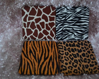 Coaster Set, Animal Print Coaster Set, Animal Gift, Tiger Lover, Big Cat Lover, Leopard Coaster, Big Cat Coaster, Unique Gift, Cheap Gift