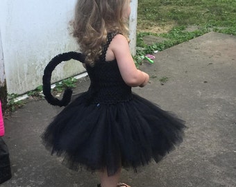 Black Cat Tail and Ears, Toddler Sized, Black Cat Costume Accessories, Cat Tail, Cat Ears, Does NOT include the tutu