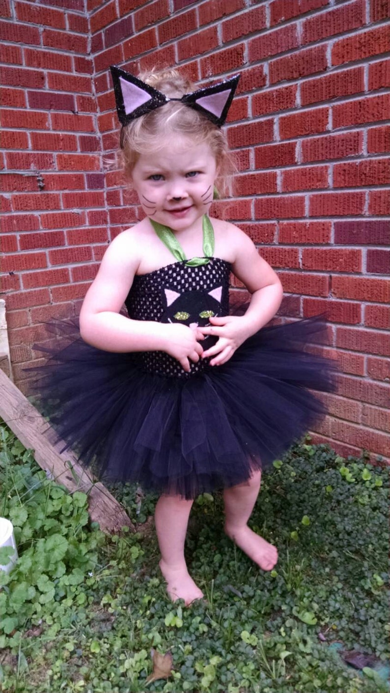Halloween Toddler Costume Black Tutu Dress Black Cat Toddler Costume Black Cat Costume Tutu Dress including tail and clip on ears