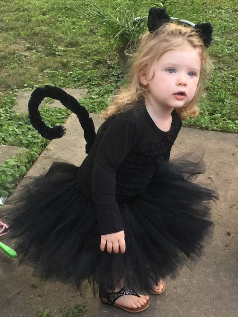 Black Cat Costume Tutu Tail & Ears Toddler Pink Cat Tutu Etsy