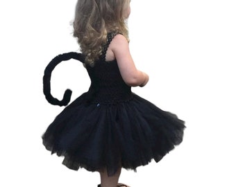 Black Cat Tail and Ears - Child Sized - Black Cat Costume - Girls Black Cat Costume  - Black Cat Costume Accessories - Cat Tail - Cat Ears