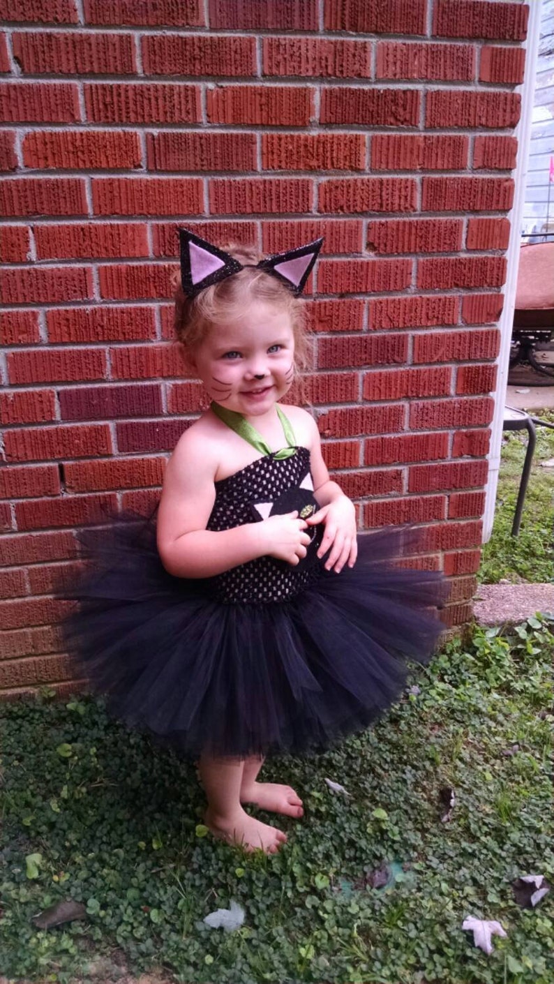 Halloween Toddler Costume Black Tutu Dress Black Cat Toddler Costume Black Cat Costume Tutu Dress including tail and clip on ears