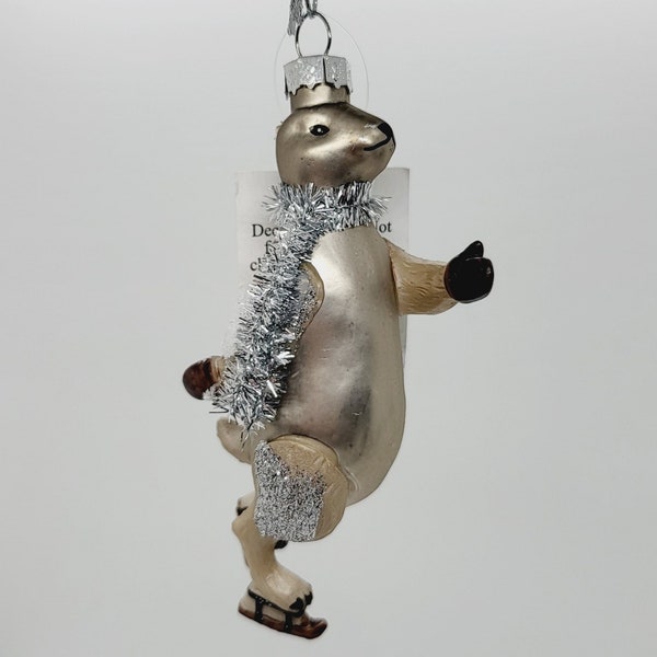 Gisela Graham renne en verre de mercure ornement d’arbre de Noël, argent, bronze cerf de patinage sur glace, pièce de remplacement de décoration de Noël festive