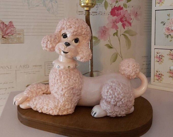 Pink Poodle Table Lamp Porcelain Poodle 1950's Lighting Etsy